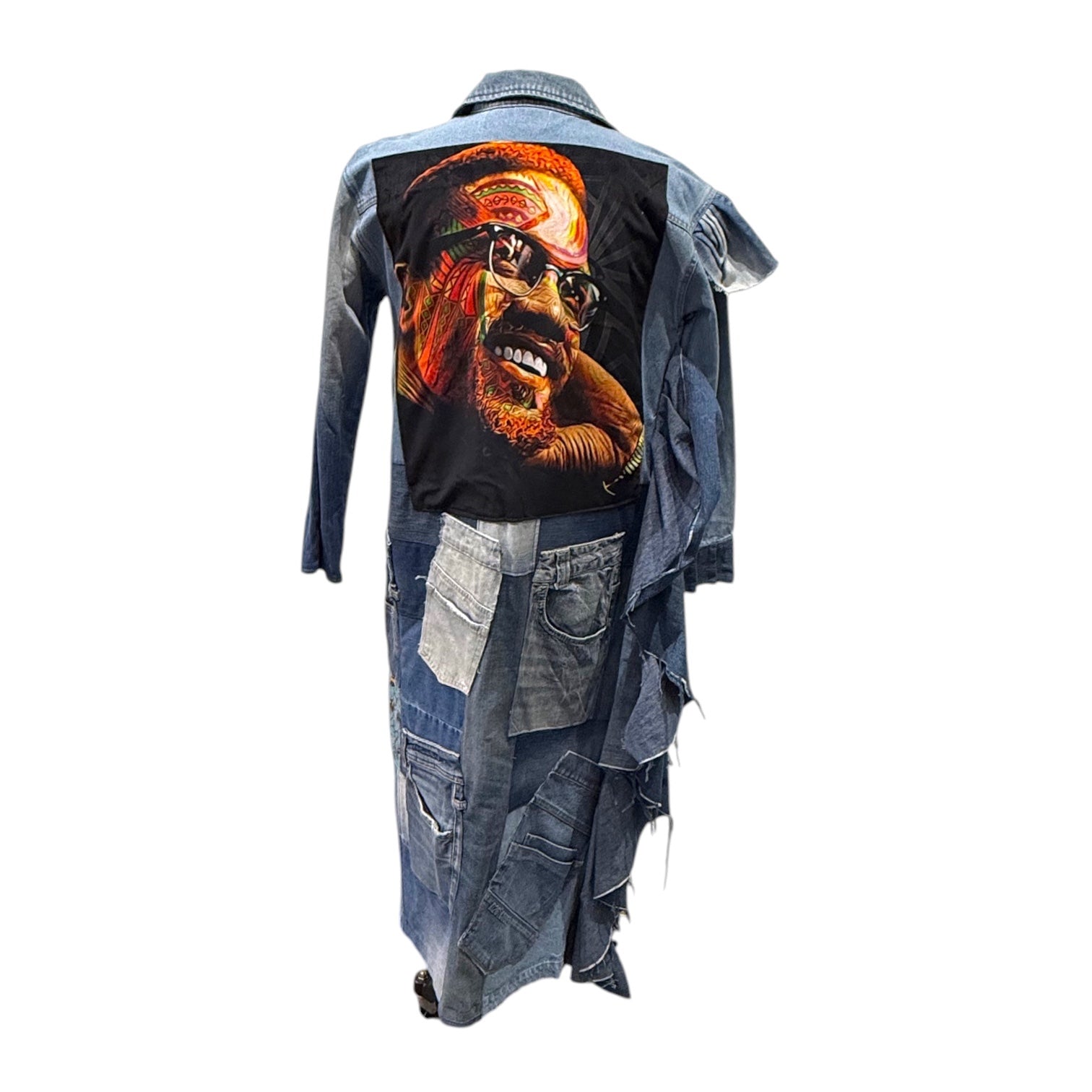 Malcolm X Denim Patchwork Coat