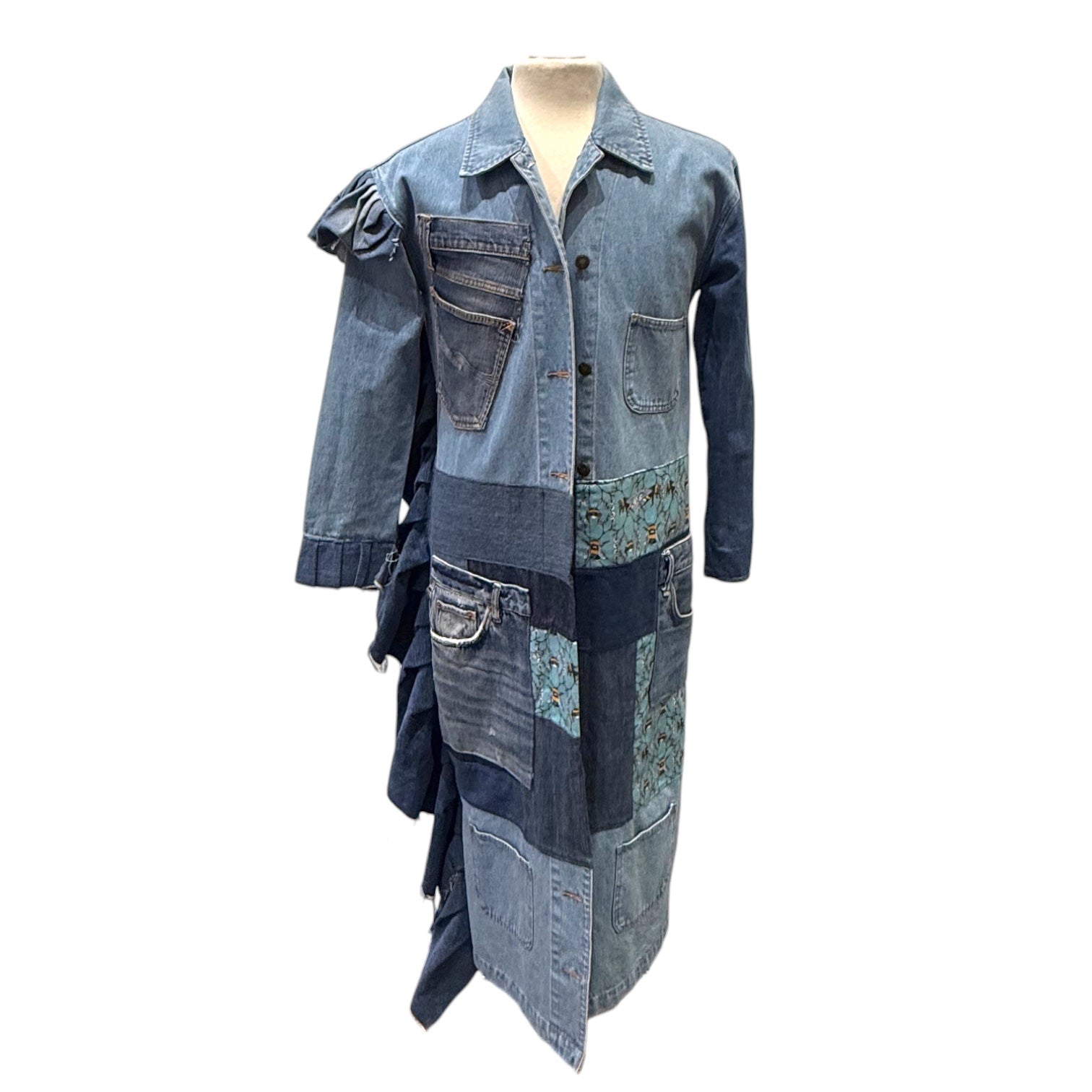 Malcolm X Denim Patchwork Coat