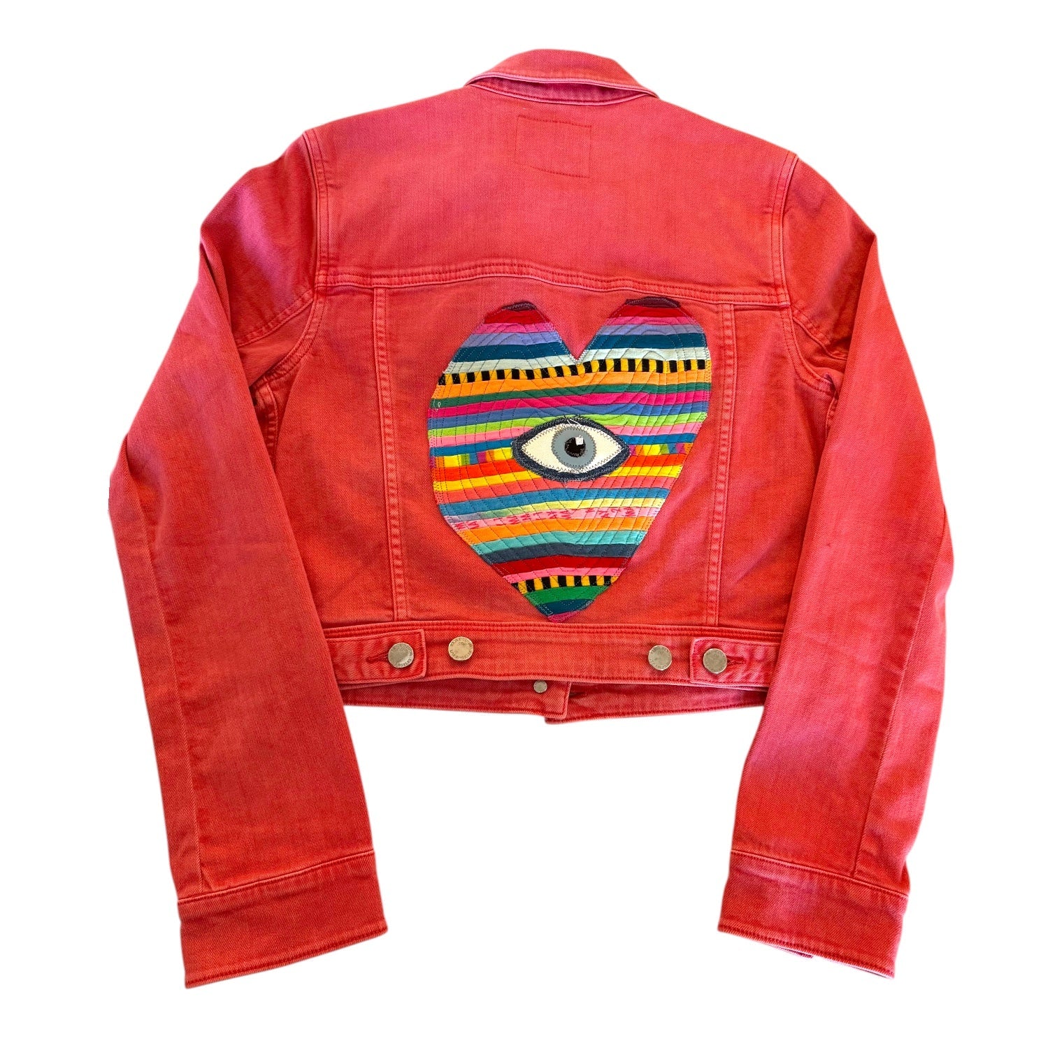 Seeing Heart Pink Denim Moto Jacket