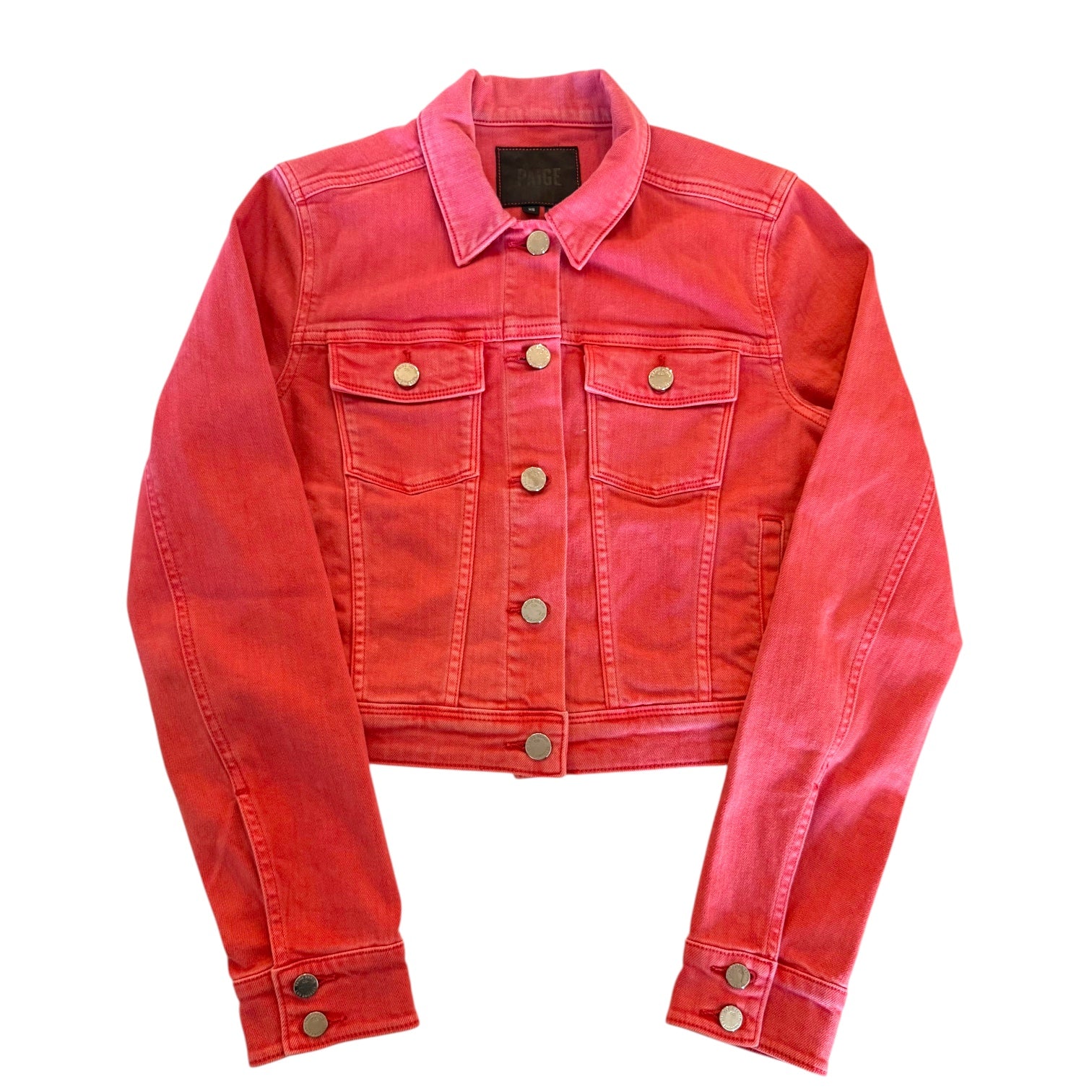 Seeing Heart Pink Denim Moto Jacket