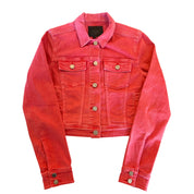 Seeing Heart Pink Denim Moto Jacket