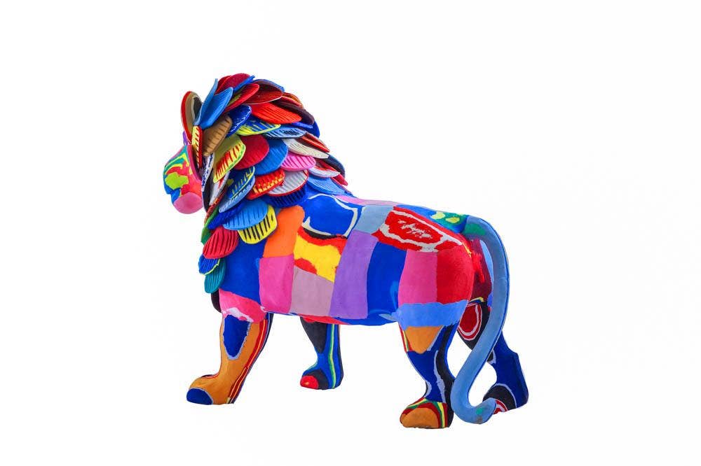 Recycled Lion Flip Flop Sculpture: Large