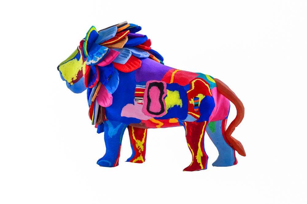 Recycled Lion Flip Flop Sculpture: Large