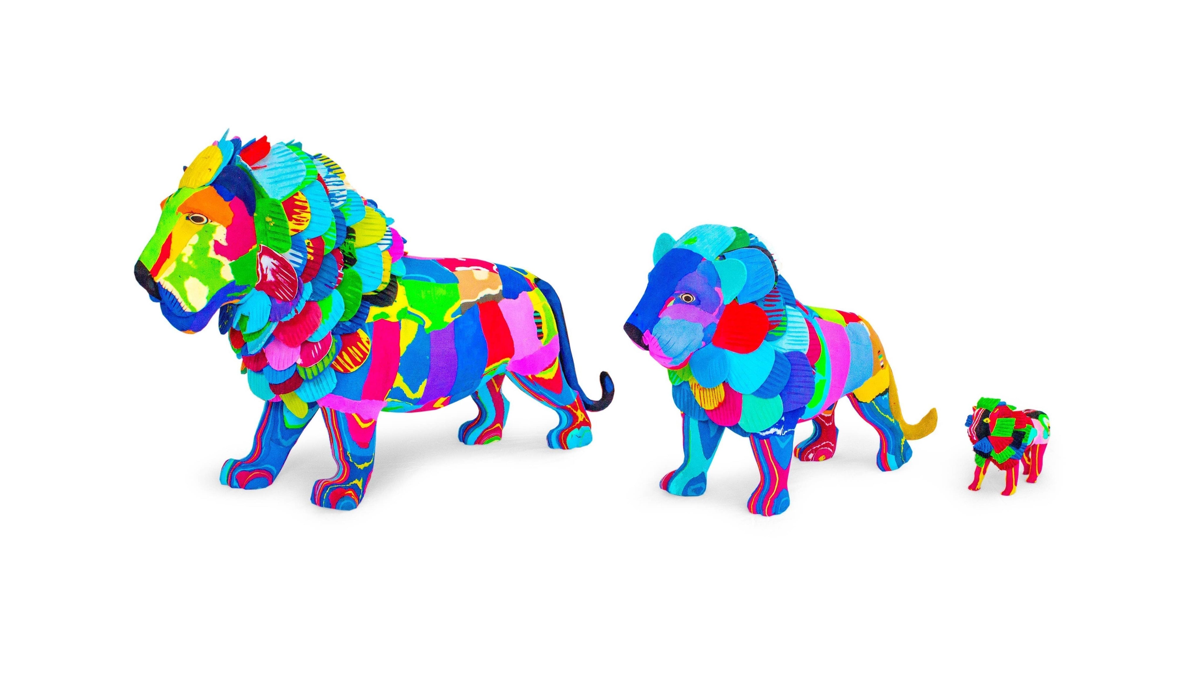 Recycled Lion Flip Flop Sculpture: Large