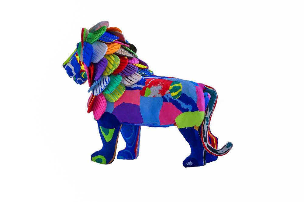 Recycled Lion Flip Flop Sculpture: Large