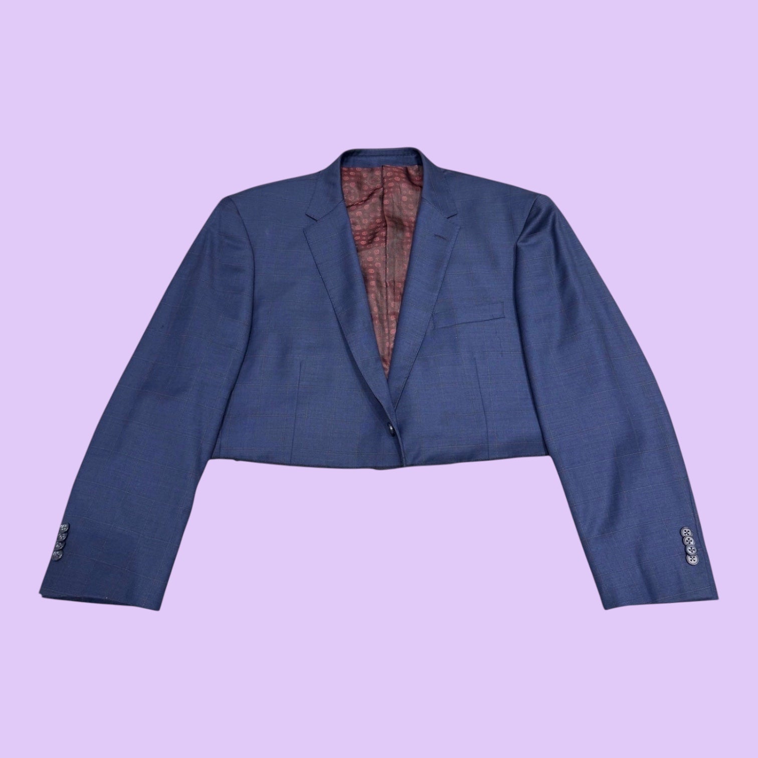 Cropped Blazer with Denim Heart & Eyes