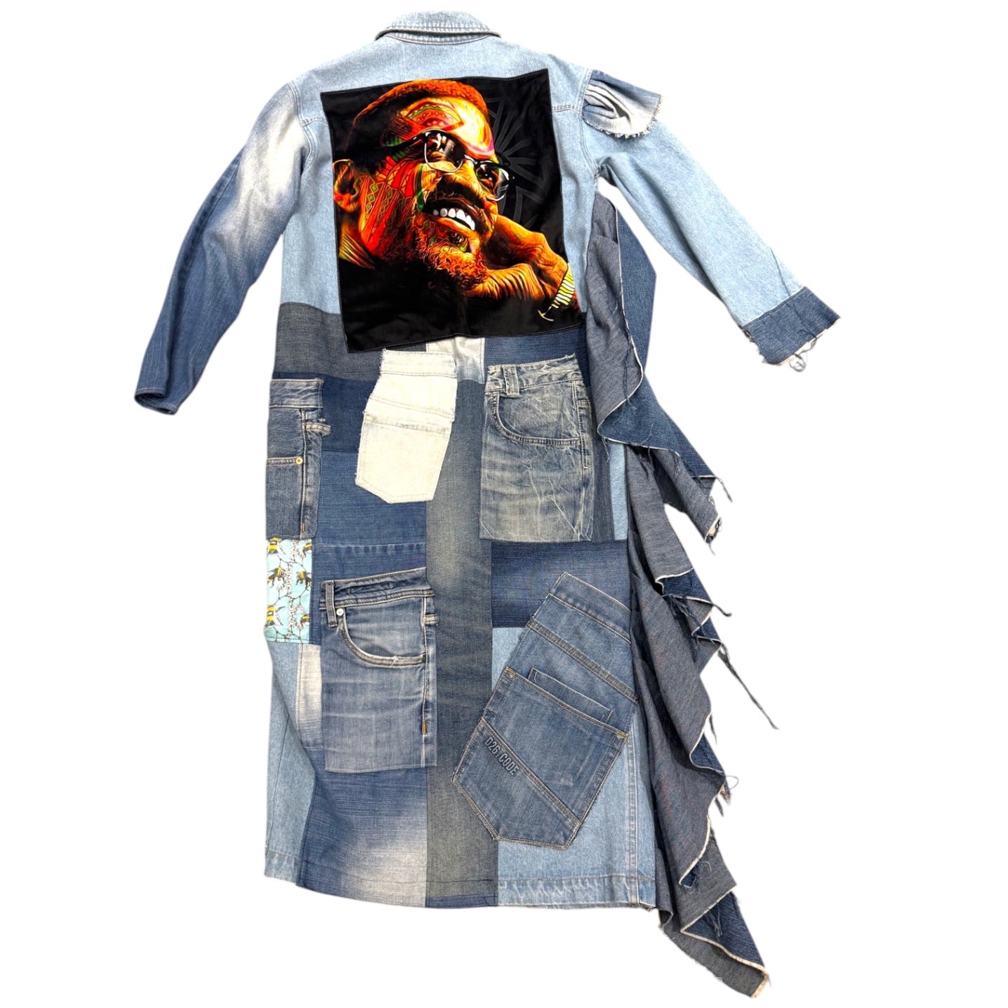 Malcolm X Denim Patchwork Coat