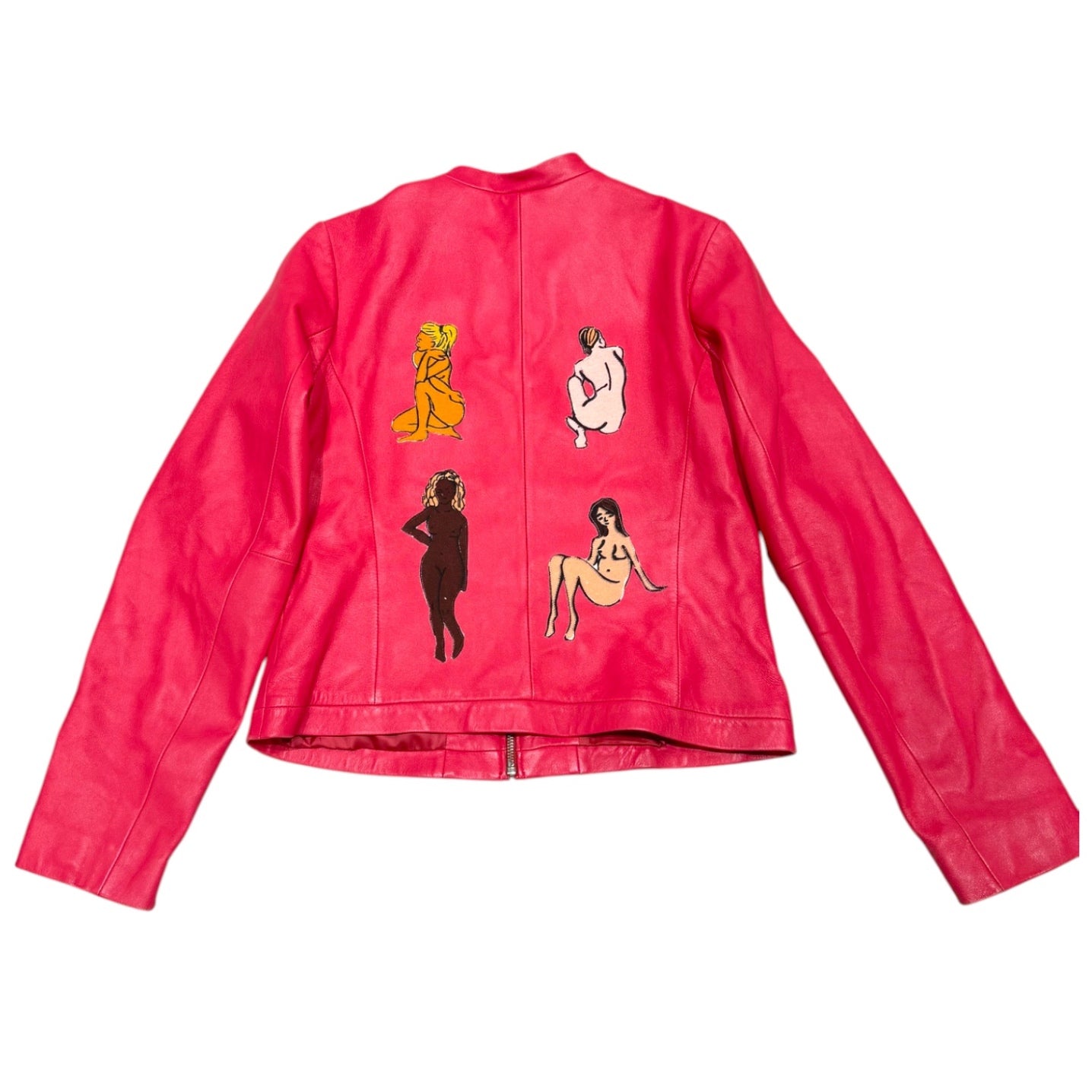 Pink Leather Jacket with Women