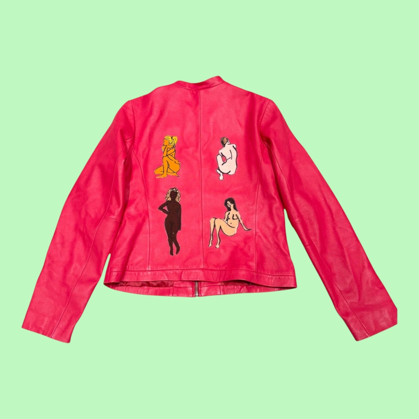 Pink Leather Jacket with Women
