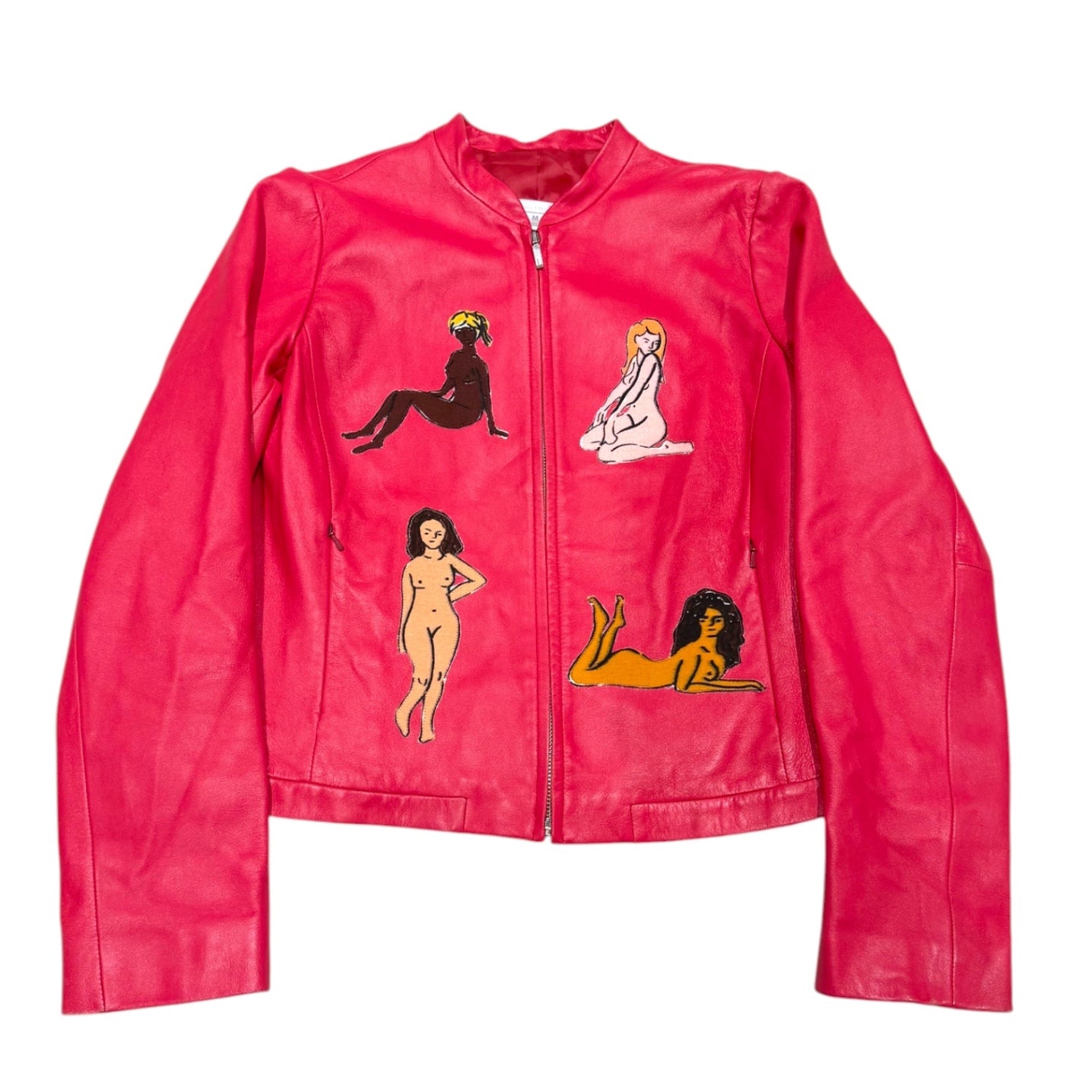 Pink Leather Jacket with Women