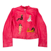 Pink Leather Jacket with Women