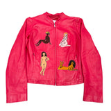 Pink Leather Jacket with Women