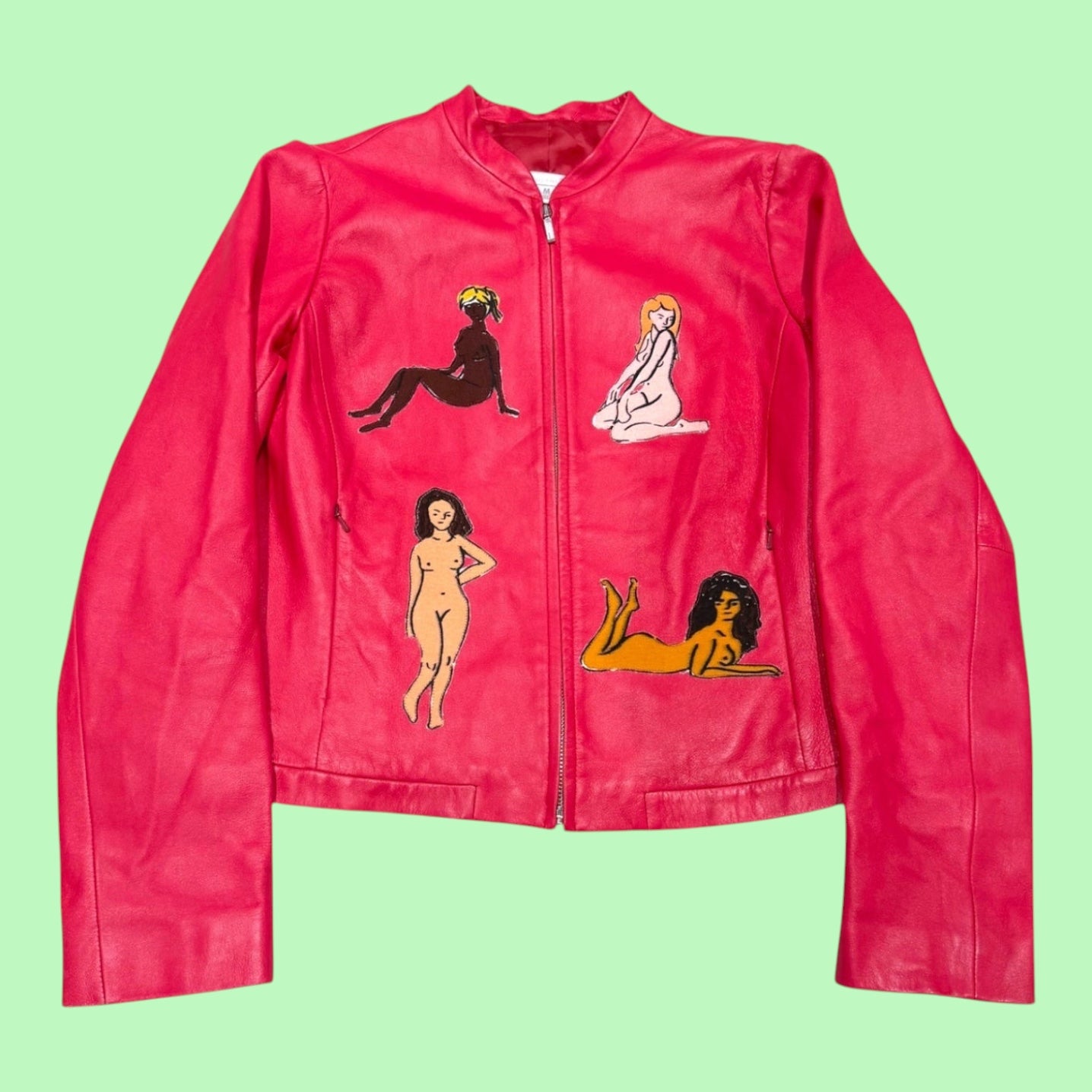 Pink Leather Jacket with Women