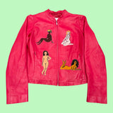 Pink Leather Jacket with Women