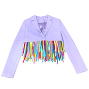 Triple Layer T-Shirt Fringe Blazer