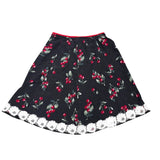 Cherry Dot Skirt with Bead & Lace Trim