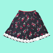Cherry Dot Skirt with Bead & Lace Trim