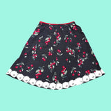 Cherry Dot Skirt with Bead & Lace Trim