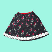 Cherry Dot Skirt with Bead & Lace Trim