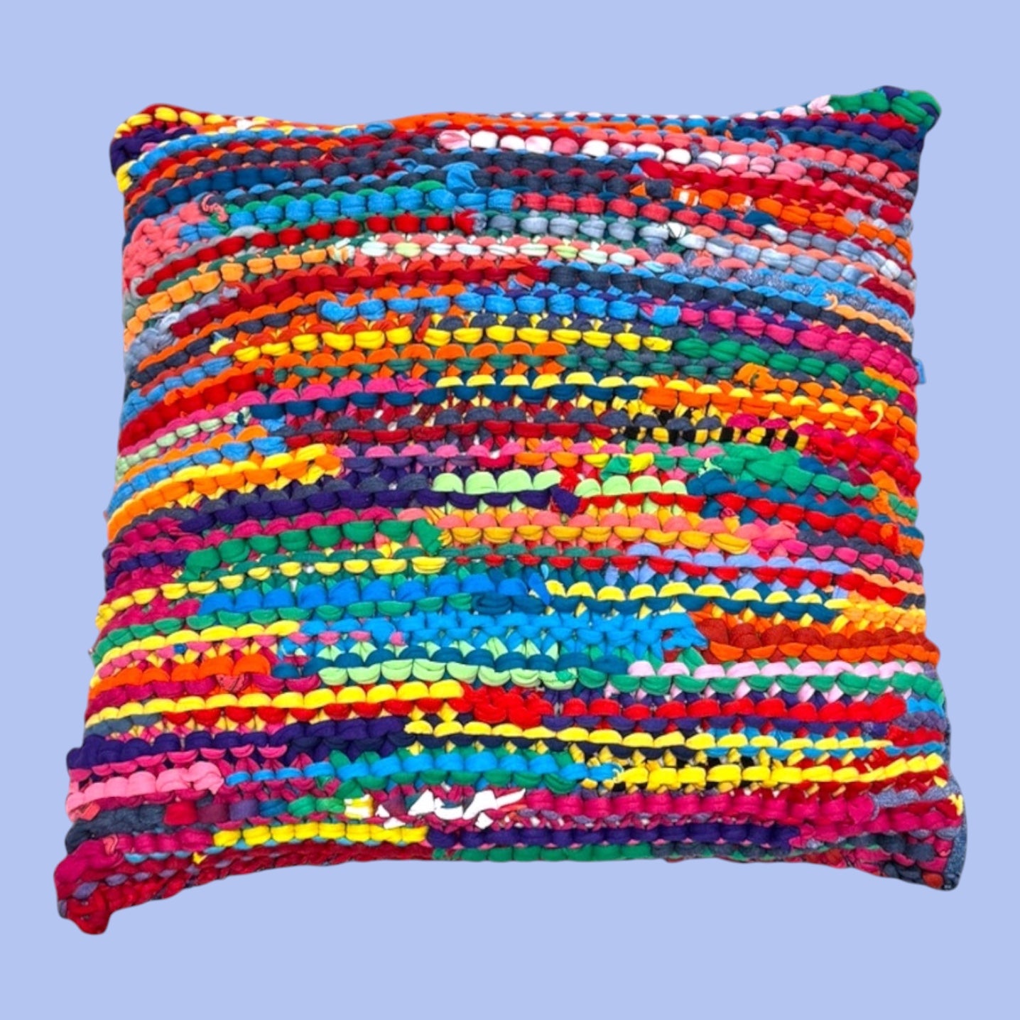 Hand Knit T-Shirt Strip Pillow
