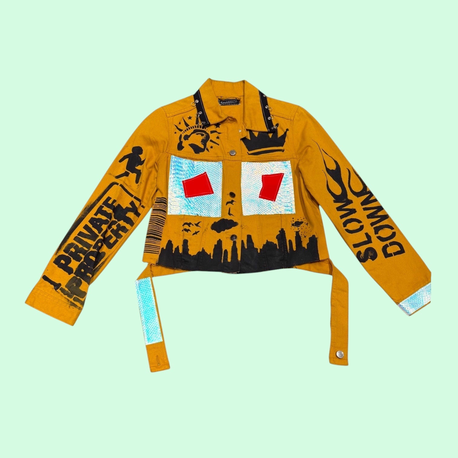 Yellow Painted Jean Jacket