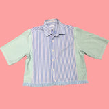 Shortsleeve button-up with blue trimming