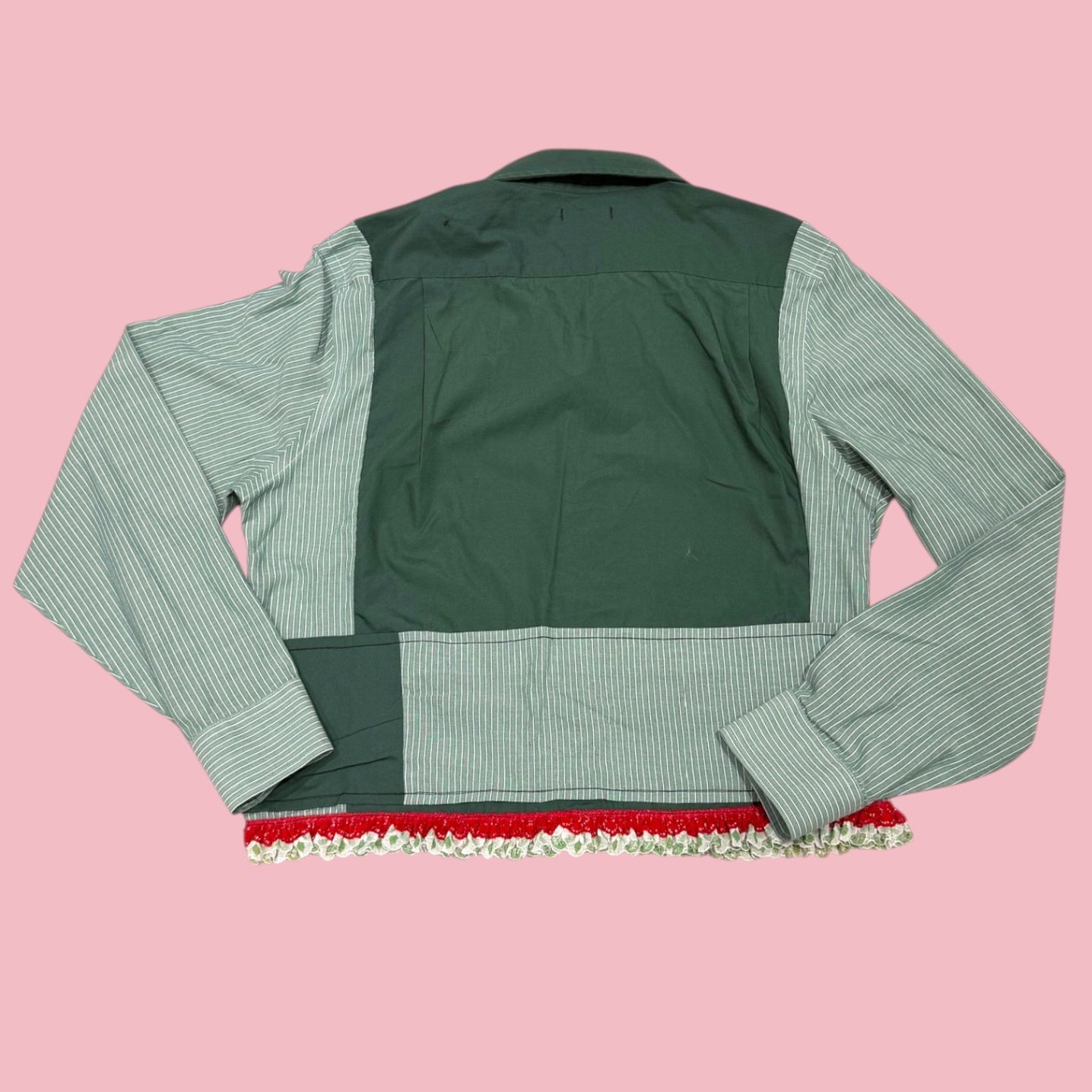 Green Button-up with red trimming