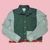 Green Button-up with red trimming