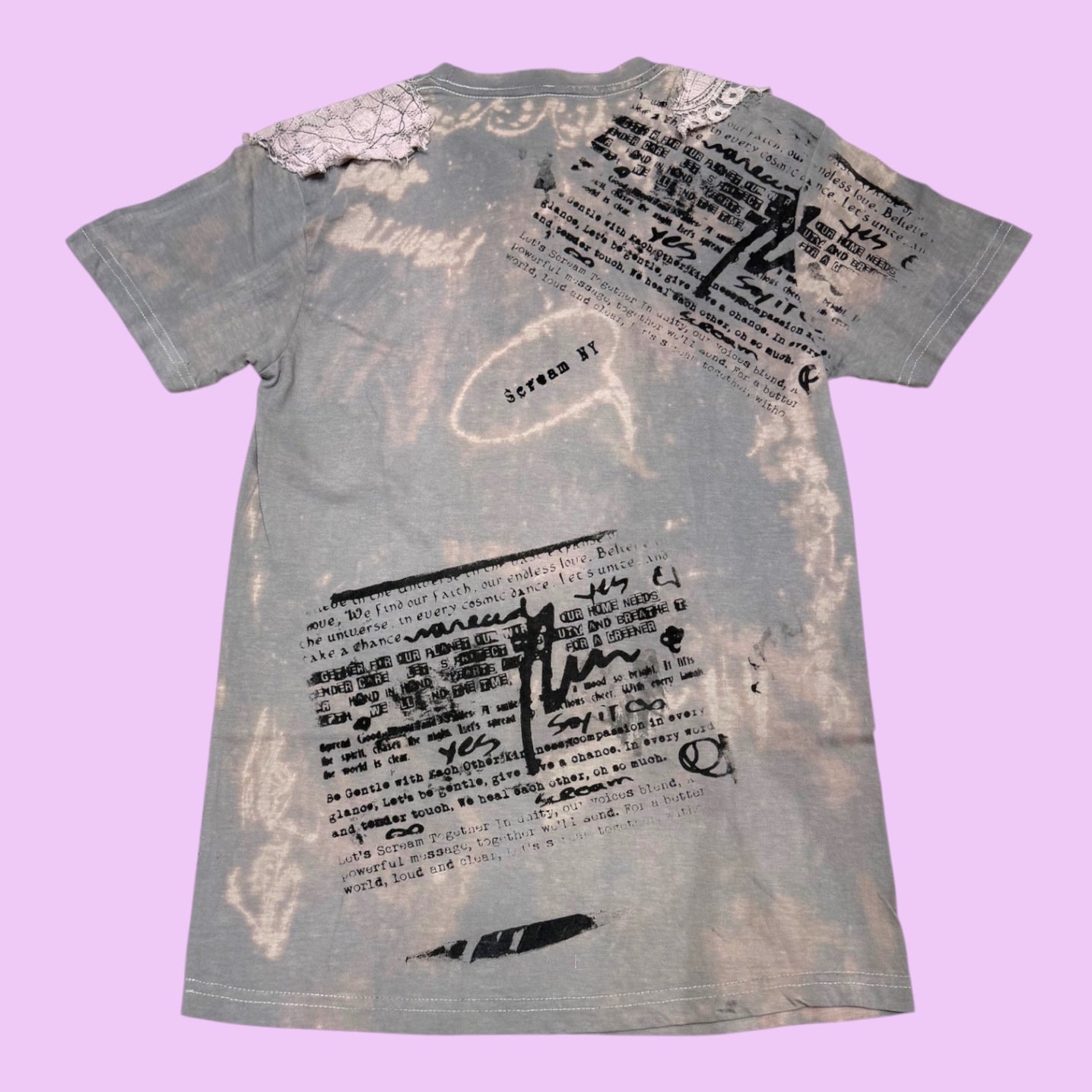 T-shirt with Lace & Stitched Art