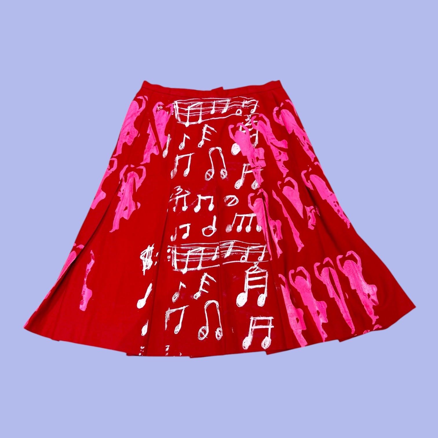 Snow Milk Red Pleated Skirt
