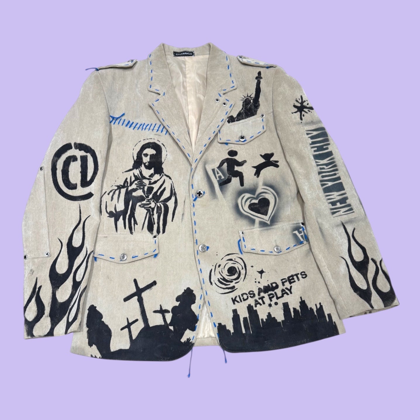 Corduroy Stitched and Painted Blazer