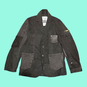 Black Patchwork Denim Blazer