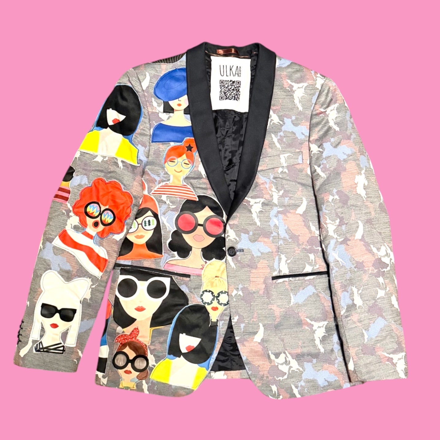 Pastel Camo with Faces Blazer