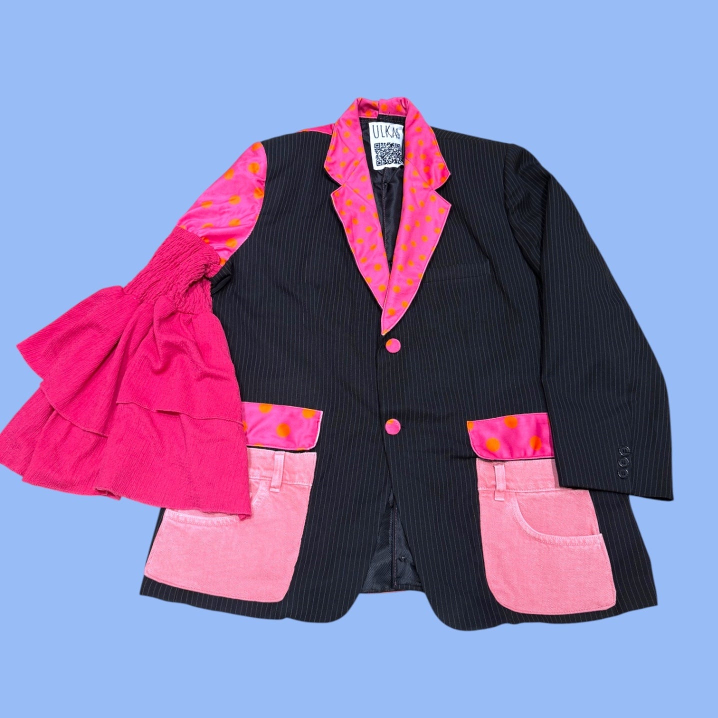 Pink Ruffle Sleeve Blazer