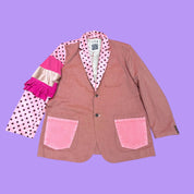 Pink Polka Dot Back Button Blazer