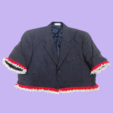 Cropped Ruffle Trim Blazer