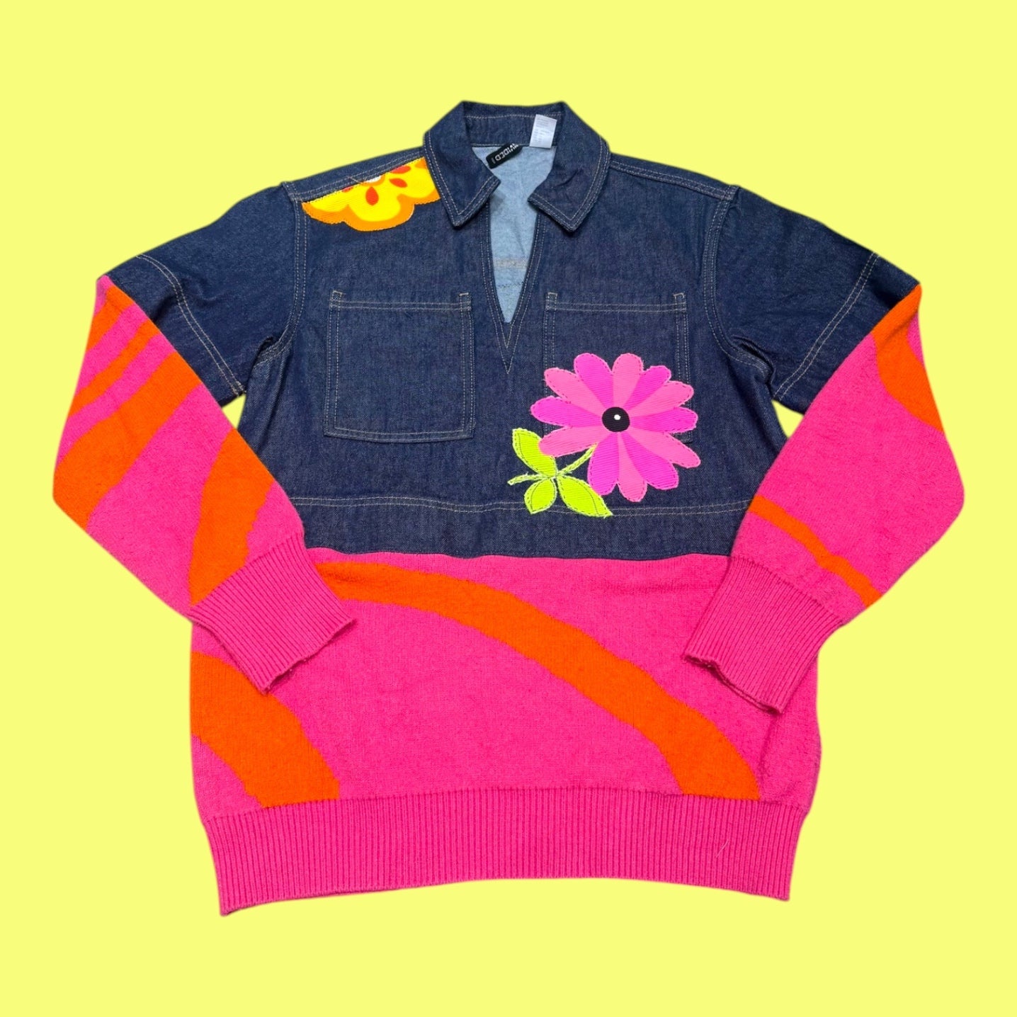 Blue Greenie Sweater XS Pink Orange