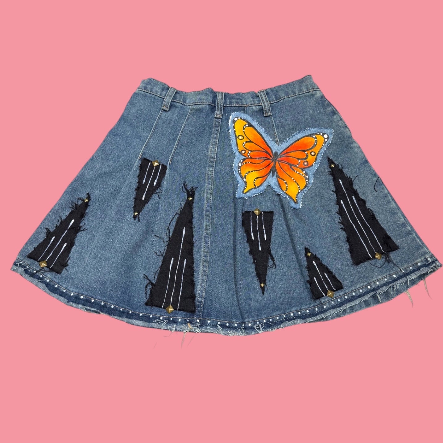Butterfly Denim Mini Skirt