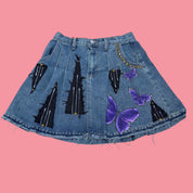 Butterfly Denim Mini Skirt