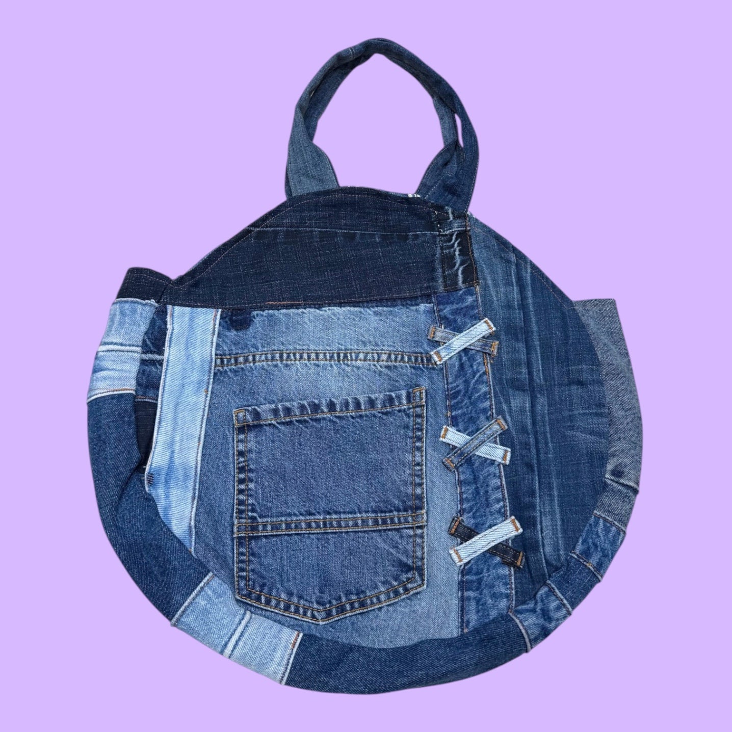 Denim Patchwork Circle Bag