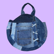 Denim Patchwork Circle Bag