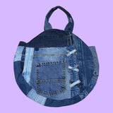 Denim Patchwork Circle Bag