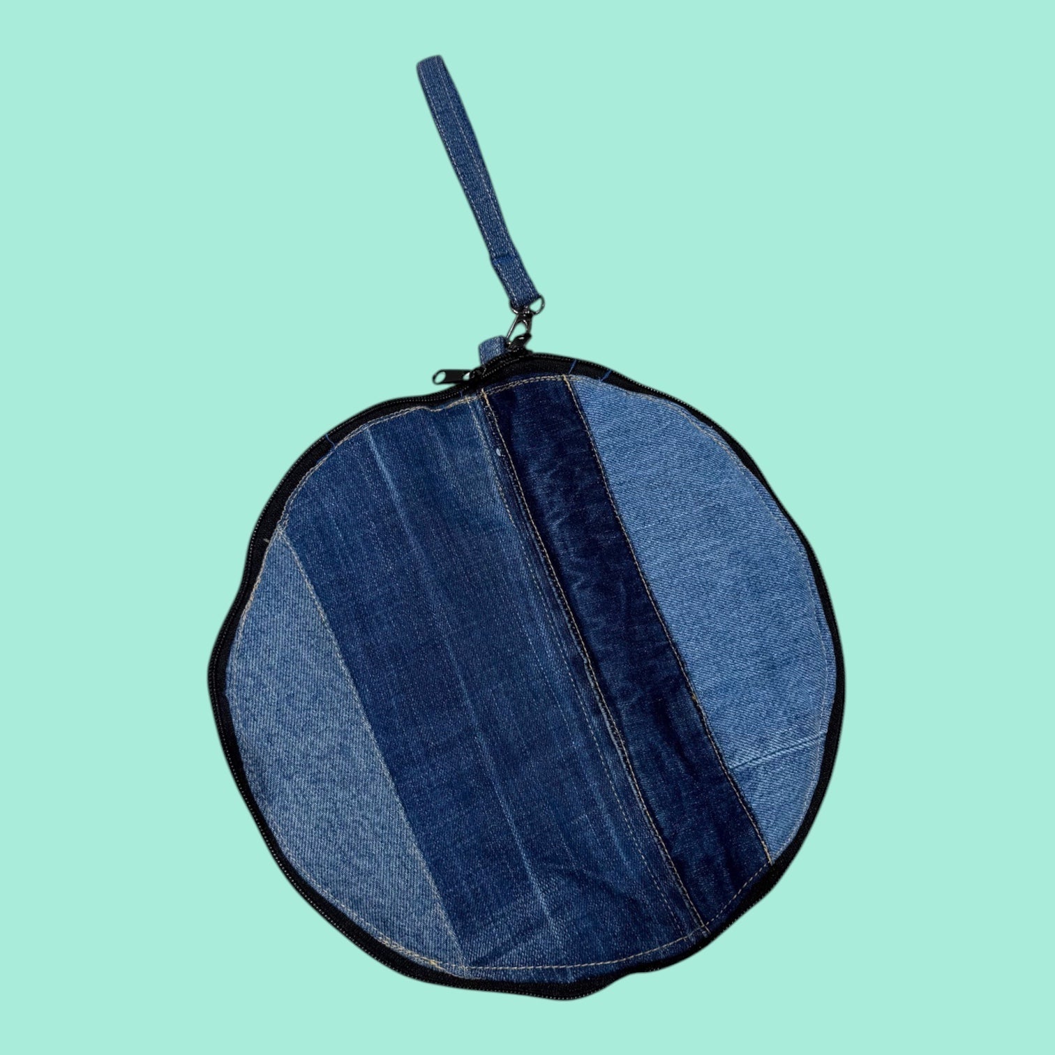 Denim Circle Wristlet