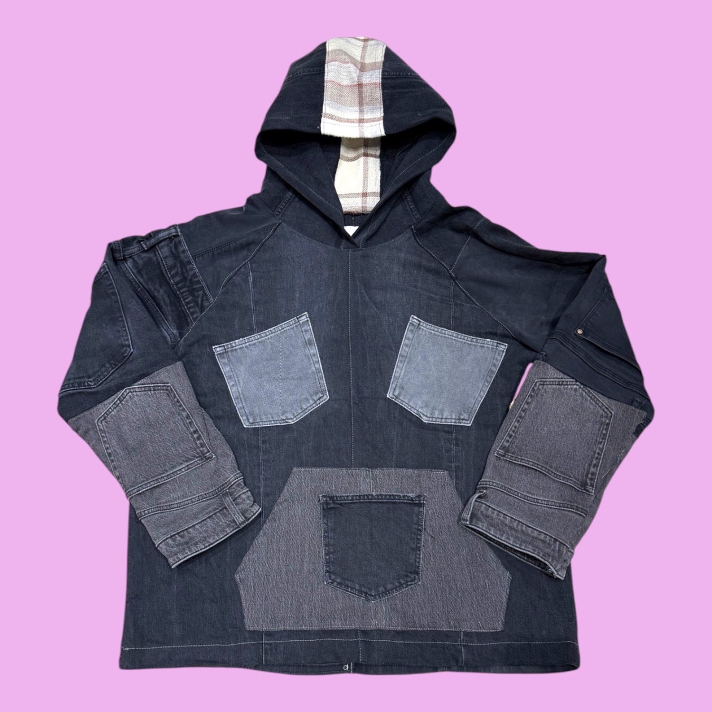 Patchwork Denim Hoodie