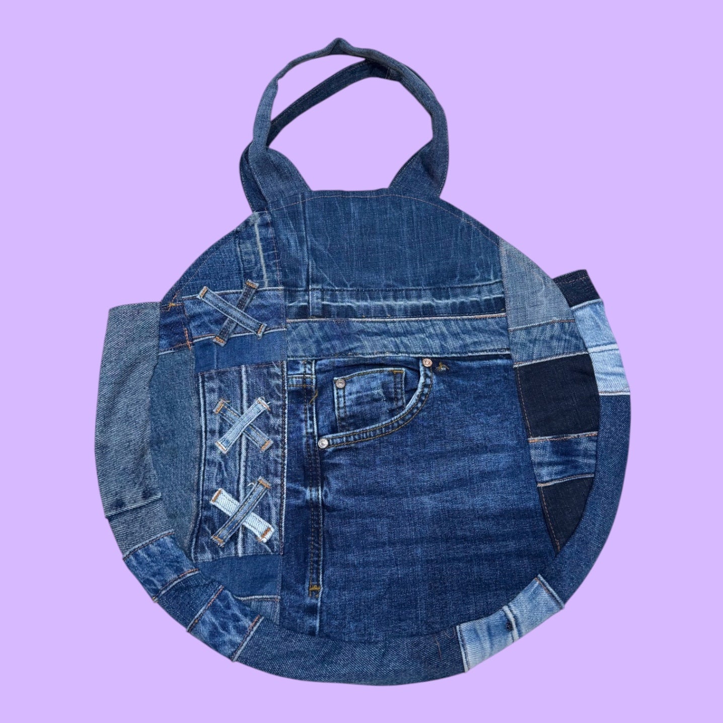 Denim Patchwork Circle Bag