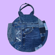 Denim Patchwork Circle Bag