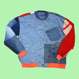 Denim Patchwork Bomber Jacket