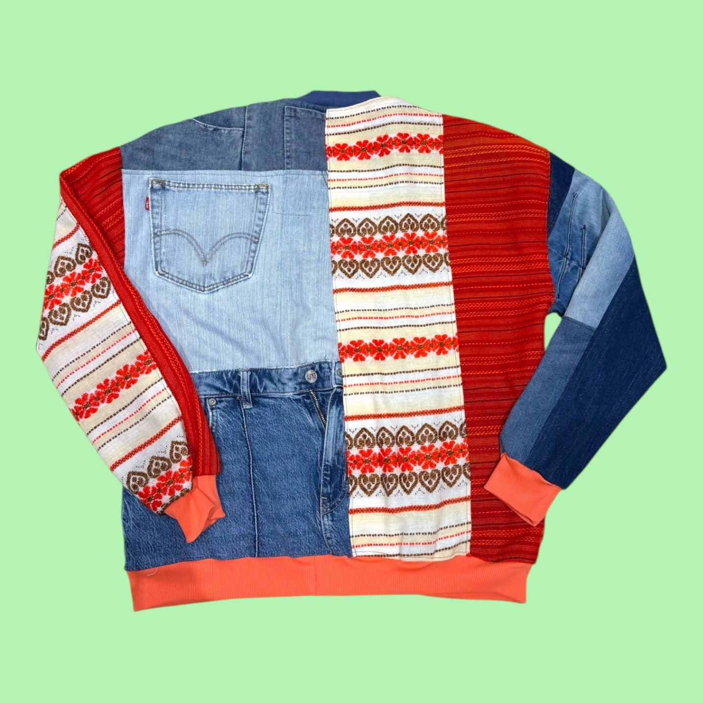 Denim Patchwork Bomber Jacket