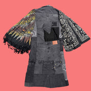 Black Denim Patchwork Coat