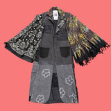 Black Denim Patchwork Coat